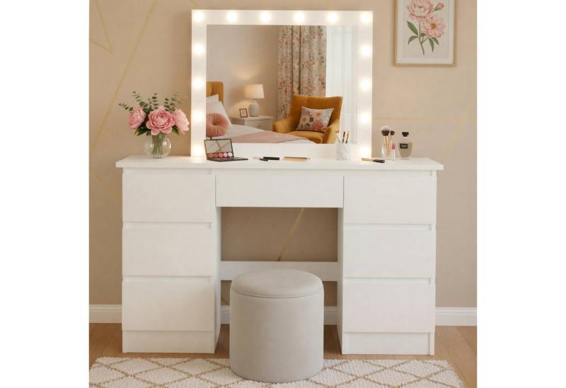 CLP Schminktisch Duffy, Hollywoodspiegel mit LED-Licht dimmbar von CLP