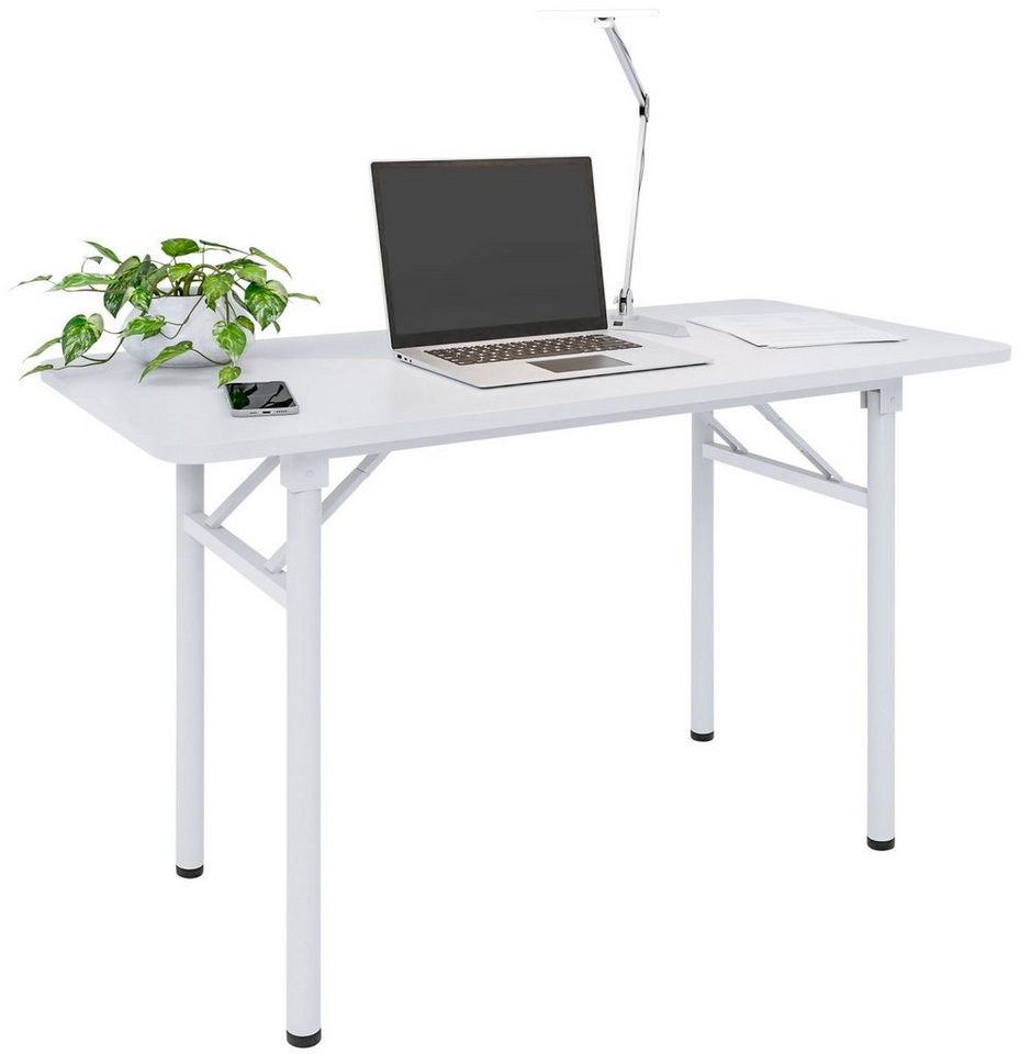 CLP Schreibtisch PC-Tisch Lewisville, klappbar, Holz & Metall, weiß von CLP