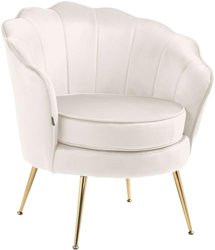CLP Sessel Rosita I Polsterstuhl Mit Samt-Bezug I Gold-Farbiges Metallgestell, Farbe:Creme von CLP