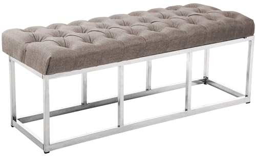 CLP Sitzbank Amun I Mit Stoff-Bezug I Mit Edelstahl-Gestell, Farbe:Taupe, Größe:120 cm von CLP