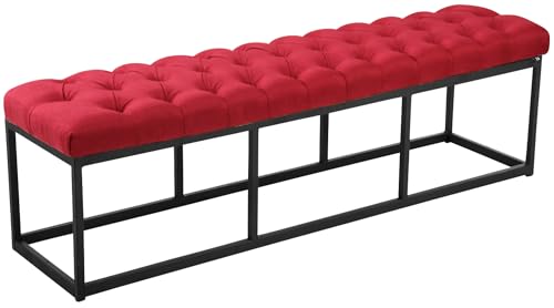 CLP Sitzbank Amun I Mit Stoff-Bezug I Mit Schwarzem Metallgestell, Farbe:rot, Größe:150 cm von CLP