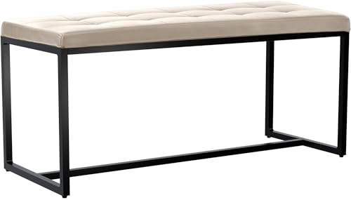 CLP Sitzbank Barci I Moderne Bank | Hochwertige Polsterbank mit schwarz pulverbeschichteten Eisengestell, Farbe:Creme, Material:Kunstleder von CLP