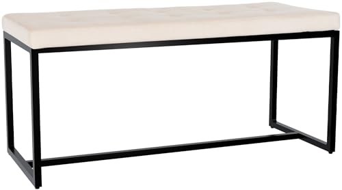 CLP Sitzbank Barci I Moderne Bank | Hochwertige Polsterbank mit schwarz pulverbeschichteten Eisengestell, Farbe:Creme, Material:Samt von CLP