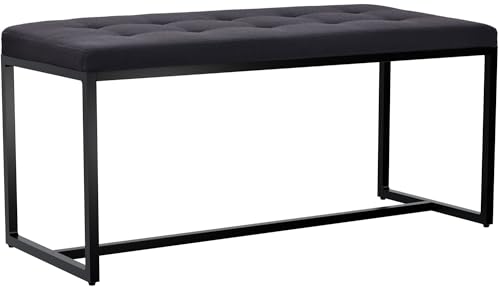 CLP Sitzbank Barci I Moderne Bank | Hochwertige Polsterbank mit schwarz pulverbeschichteten Eisengestell, Farbe:schwarz, Material:Stoff von CLP