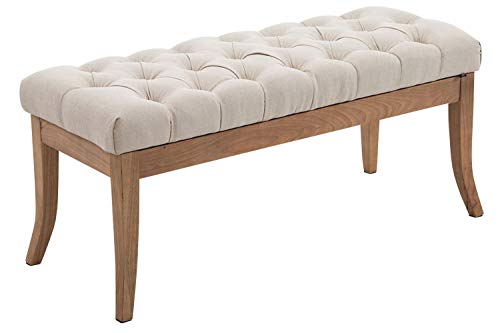 CLP Sitzbank Ramses mit hochwertiger Polsterung und Stoffbezug I Bank mit antik-Hellen Holzbeinen I Holzbank mit Einer Sitzhöhe von: 46 cm, Farbe:Creme, Größe:100 cm von CLP