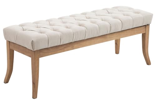 CLP Sitzbank Ramses mit hochwertiger Polsterung und Stoffbezug I Bank mit antik-Hellen Holzbeinen I Holzbank mit Einer Sitzhöhe von: 46 cm, Farbe:Creme, Größe:120 cm von CLP