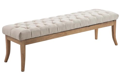 CLP Sitzbank Ramses mit hochwertiger Polsterung und Stoffbezug I Bank mit antik-Hellen Holzbeinen I Holzbank mit Einer Sitzhöhe von: 46 cm, Farbe:Creme, Größe:150 cm von CLP