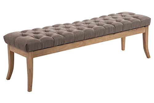 CLP Sitzbank Ramses mit hochwertiger Polsterung und Stoffbezug I Bank mit antik-Hellen Holzbeinen I Holzbank mit Einer Sitzhöhe von: 46 cm, Farbe:Taupe, Größe:150 cm von CLP