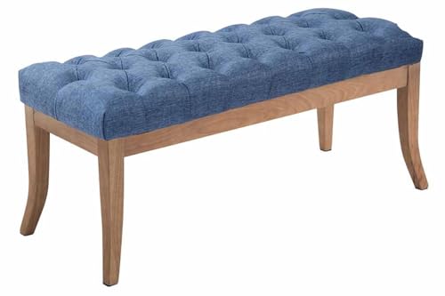 CLP Sitzbank Ramses mit hochwertiger Polsterung und Stoffbezug I Bank mit antik-Hellen Holzbeinen I Holzbank mit Einer Sitzhöhe von: 46 cm, Farbe:blau, Größe:100 cm von CLP