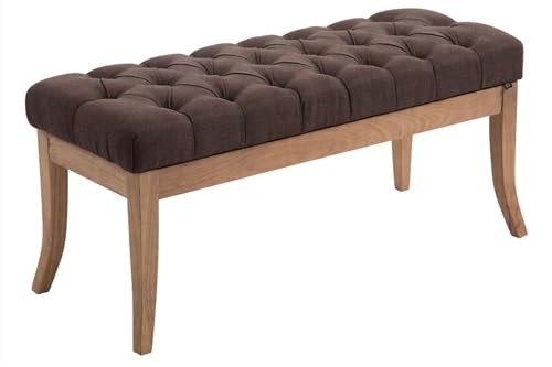 CLP Sitzbank Ramses mit hochwertiger Polsterung und Stoffbezug I Bank mit antik-Hellen Holzbeinen I Holzbank mit Einer Sitzhöhe von: 46 cm, Farbe:braun, Größe:100 cm von CLP
