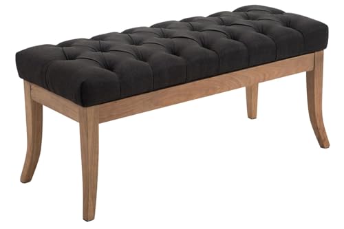 CLP Sitzbank Ramses mit hochwertiger Polsterung und Stoffbezug I Bank mit antik-Hellen Holzbeinen I Holzbank mit Einer Sitzhöhe von: 46 cm, Farbe:dunkelgrau, Größe:100 cm von CLP