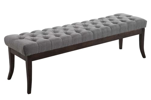 CLP Sitzbank Ramses mit hochwertiger Polsterung und Stoffbezug I Bank mit antik-dunklen Holzbeinen I Holzbank mit Einer Sitzhöhe von: 46 cm, Farbe:grau, Größe:150 cm von CLP
