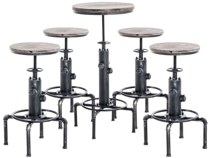 CLP Sitzgruppe Bartisch Set Lynton, Industrial Antik silber von CLP