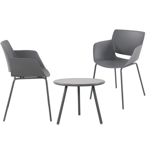CLP Sitzgruppe Berena für den Garten I Set aus Tisch Berea und Stühlen Alpena I Outdoor-Set wetterfest und UV-beständig I Gartenmöbel, Farbe:dunkelgrau, Set-Inhalt:2 Stühle von CLP