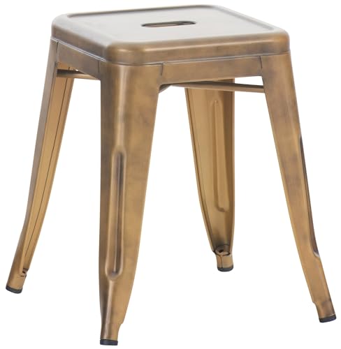 CLP Hocker Armin I Metallhocker stapelbar und pflegeleicht I Stapelhocker bis 200 kg belastbar I Sitzhöhe 46 cm, Farbe:Gold von CLP