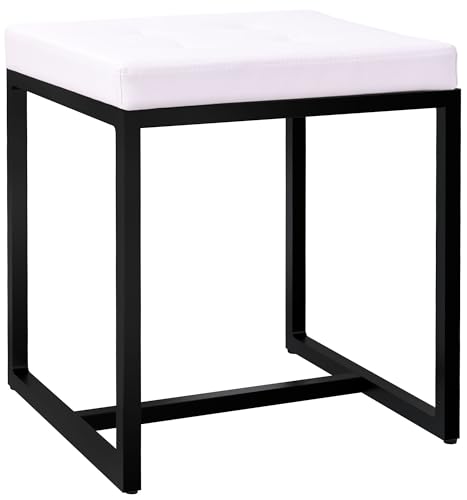 CLP Sitzhocker Barci I Moderner Hocker | Hochwertiger Polsterhocker mit schwarz pulverbeschichteten Eisengestell, Farbe:weiß, Material:Kunstleder CLP Sitzhocker Barci I Moderner Hocker | Hochwertiger Polsterhocker mit schwarz pulverbeschichteten Eisengestell, Farbe:weiß, Material:Kunstleder von CLP