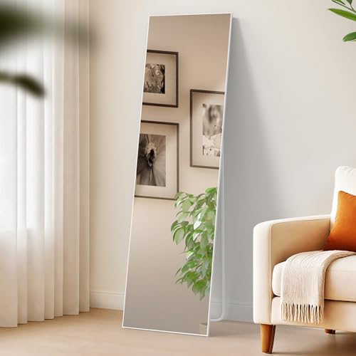CLP Spiegel groß Benicia, Standspiegel und Wandspiegel in einem, Ganzkörperspiegel Metallrahmen in Mehreren Größen und Farben, Farbe:weiß matt, Größe:140x40 cm von CLP