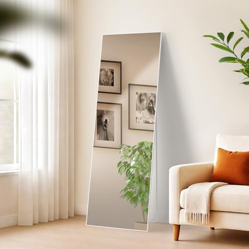 CLP Spiegel groß Benicia, Standspiegel und Wandspiegel in einem, Ganzkörperspiegel Metallrahmen in Mehreren Größen und Farben, Farbe:weiß matt, Größe:150x50 cm von CLP