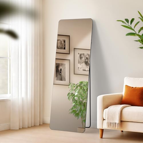 CLP Spiegel groß Gurnee, Standspiegel und Wandspiegel in einem, Ganzkörperspiegel Metallrahmen in Mehreren Größen und Farben, Farbe:schwarz-matt, Größe:150x50 cm von CLP