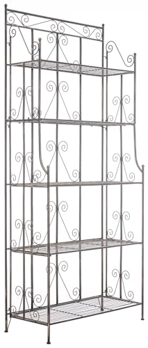 CLP Standregal Ciara I Metallregal für Pflanzen im Landhausstil I Regal für Balkon, Terrasse, Veranda und Garten I 5 klappbare Böden, Farbe:Bronze von CLP