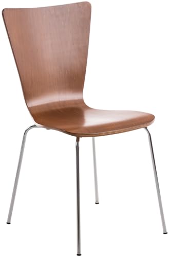 CLP Stapelstuhl Aaron I Ergonomisch Geformter Konferenzstuhl Mit Holzsitz I Platzsparender Besucherstuhl Mit Bodenschonern, Farbe:braun von CLP