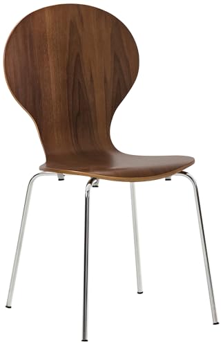 CLP Stapelstuhl Diego I Komfortabler Esszimmerstuhl I Metallgestell, Holzsitz I Ergonomisches Design I Platzsparend In Esszimmer Und Küche, Farbe:walnuss von CLP