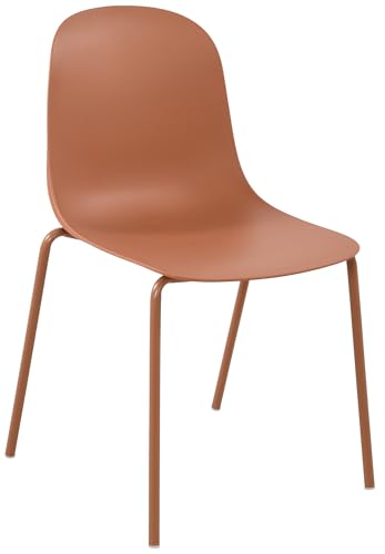 CLP Stapelstuhl Hardin I Gartenstuhl absolut wetterfest und UV-beständig I Stuhlgestell aus pulverbeschichtetem Stahl I Outdoorstuhl, Farbe:Terracotta von CLP
