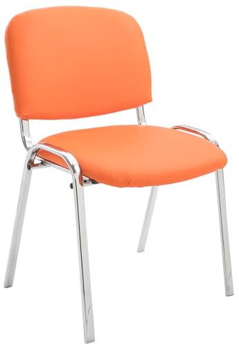 CLP Stapelstuhl Ken I Konferenzstuhl Mit Kunstleder-Bezug I Metall In Chrom-Optik, Farbe:orange von CLP