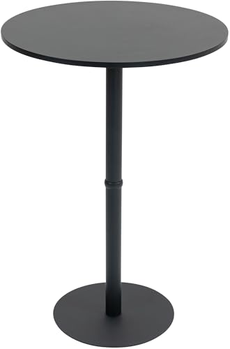 CLP Stehtisch Hereford rund I Metalltisch mit runder Tischplatte aus Holz I Standsicherer Bistrotisch, Farbe:schwarz/schwarz, Größe:75 cm von CLP