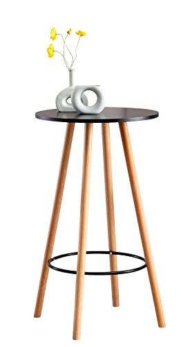 CLP Stehtisch Mijas Rund I Bartisch Im Skandinavischen Stil I Runder Bistrotisch I Partytisch Aus Buchenholz, Farbe:schwarz, Gestell Farbe:Natur (rund) von CLP