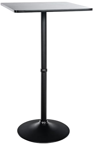 CLP Stehtisch Quadratisch I Eckige Tischplatte 60 X 60 cm | Stabiles Metallgestell, Farbe:schwarz/schwarz von CLP