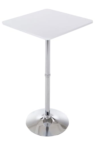 CLP Stehtisch Quadratisch I Eckige Tischplatte 60 X 60 cm | Stabiles Metallgestell, Farbe:weiß von CLP
