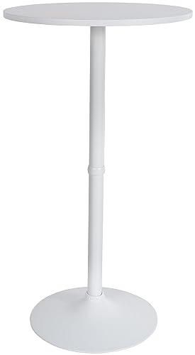 CLP Stehtisch Rund I Tischplatte Ø 60 cm | Stabiles Metallgestell, Farbe:weiß/weiß von CLP