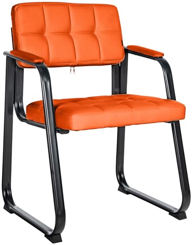 CLP Stuhl Canada I Polsterstuhl Mit Kunstleder-Bezug I Mit Schwarzem Metall-Gestell, Farbe:orange von CLP