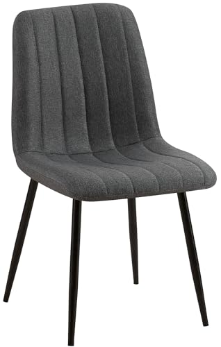 CLP Esszimmerstuhl gepolstert Dijon, mit Ziernähten & Bodenschonern, bequemer Polsterstuhl für Esszimmer & Küche, belastbar bis 150 kg, Farbe:dunkelgrau, Material:Stoff von CLP