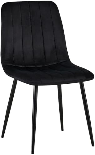 CLP Stuhl Dijon I Samt I Stoff I Mit Ziernähten I Mit Bodenschonern, Farbe:schwarz, Material:Samt CLP Stuhl Dijon I Samt I Stoff I Mit Ziernähten I Mit Bodenschonern, Farbe:schwarz, Material:Samt von CLP