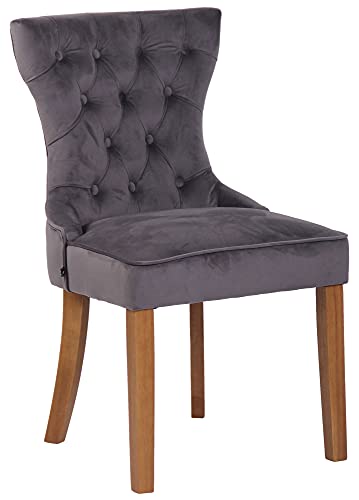 CLP Stuhl Franca Samt I Polsterstuhl Mit Gestell Aus Kautschukholz I Mit Bodenschonern, Farbe:dunkelgrau, Gestell Farbe:antik-hell CLP Stuhl Franca Samt I Polsterstuhl Mit Gestell Aus Kautschukholz I Mit Bodenschonern, Farbe:dunkelgrau, Gestell Farbe:antik-hell von CLP