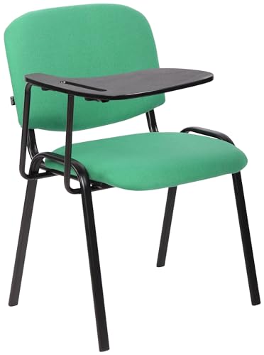 CLP Stuhl Ken mit Klapptisch I Konferenzstuhl Mit Stoff-Bezug I Stabiler Polsterstuhl, Farbe:grün von CLP