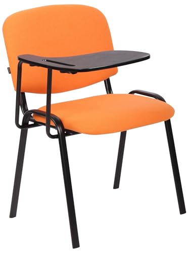 CLP Stuhl Ken mit Klapptisch I Konferenzstuhl Mit Stoff-Bezug I Stabiler Polsterstuhl, Farbe:orange von CLP