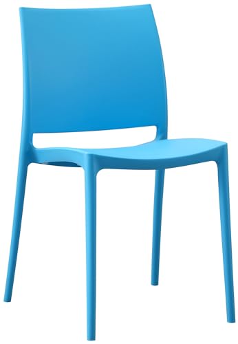 CLP Gartenstuhl Meton, Pflegeleichter Stapelstuhl aus Kunststoff, wetterfest und UV-beständig, belastbar bis 150 kg, Farbe:blau von CLP