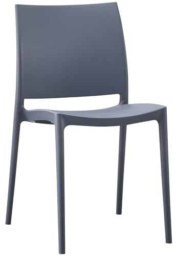 CLP Gartenstuhl Meton, Pflegeleichter Stapelstuhl aus Kunststoff, wetterfest und UV-beständig, belastbar bis 150 kg, Farbe:grau von CLP