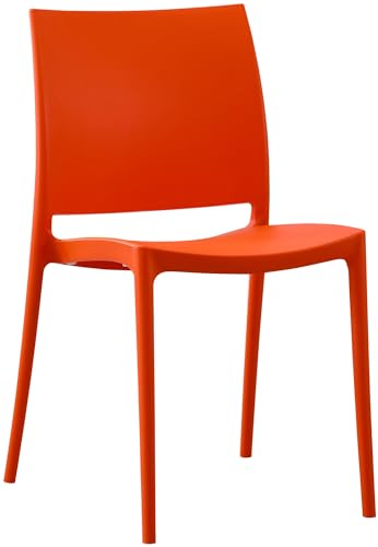 CLP Gartenstuhl Meton, Pflegeleichter Stapelstuhl aus Kunststoff, wetterfest und UV-beständig, belastbar bis 150 kg, Farbe:orange von CLP