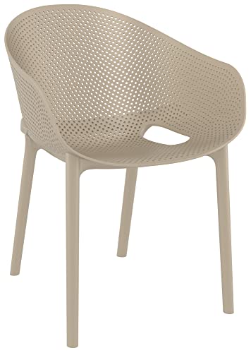 CLP Stuhl Sky Pro I Gartenstuhl aus Kunststoff I Stapelbarerer Bistrostuhl I Wetterfester Lehnstuhl, Farbe:Taupe von CLP