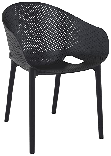 CLP Stuhl Sky Pro I Gartenstuhl aus Kunststoff I Stapelbarerer Bistrostuhl I Wetterfester Lehnstuhl, Farbe:schwarz von CLP