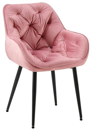 CLP Stuhl Tanna Samt I Gesteppter Polsterstuhl I Esszimmerstuhl Mit Bodenschonern, Farbe:rosa CLP Stuhl Tanna Samt I Gesteppter Polsterstuhl I Esszimmerstuhl Mit Bodenschonern, Farbe:rosa von CLP