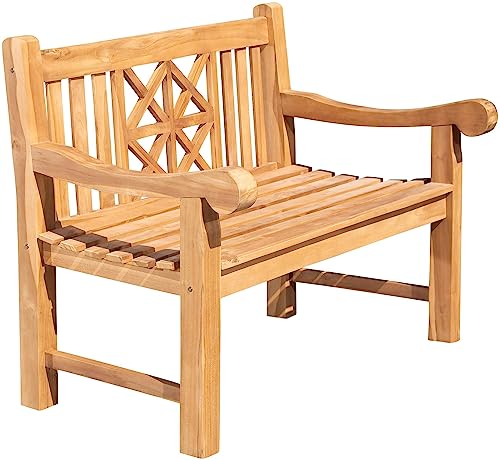 CLP Teak-Gartenbank Florida I Sitzbank Mit Ergonomischer Sitzfläche Aus Vollholz I Sitzhöhe: 44 cm, Farbe:Teak, Größe:120 cm von CLP