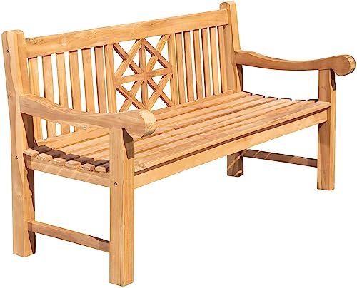 CLP Teak-Gartenbank Florida I Sitzbank Mit Ergonomischer Sitzfläche Aus Vollholz I Sitzhöhe: 44 cm, Farbe:Teak, Größe:180 cm von CLP