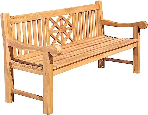 CLP Teak-Gartenbank Florida I Sitzbank Mit Ergonomischer Sitzfläche Aus Vollholz I Sitzhöhe: 44 cm, Farbe:Teak, Größe:200 cm von CLP