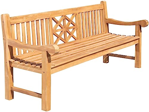 CLP Teak-Gartenbank Florida I Sitzbank Mit Ergonomischer Sitzfläche Aus Vollholz I Sitzhöhe: 44 cm, Farbe:Teak, Größe:220 cm von CLP