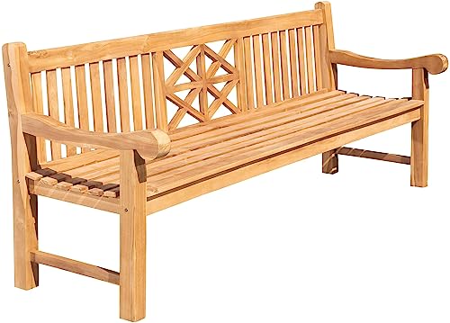 CLP Teak-Gartenbank Florida I Sitzbank Mit Ergonomischer Sitzfläche Aus Vollholz I Sitzhöhe: 44 cm, Farbe:Teak, Größe:240 cm von CLP